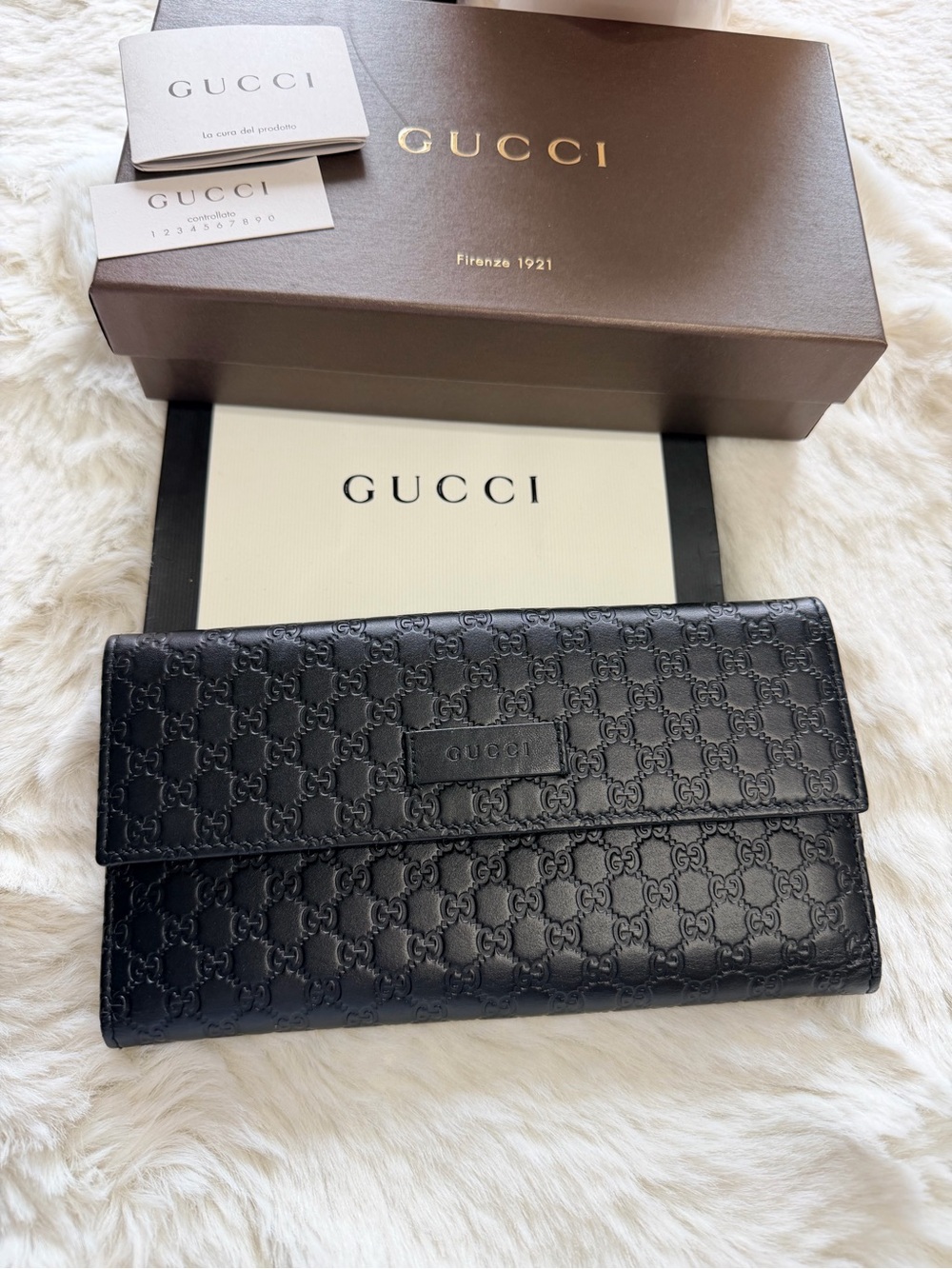 Gucci Black GG-Embossed Leather Long Wallet